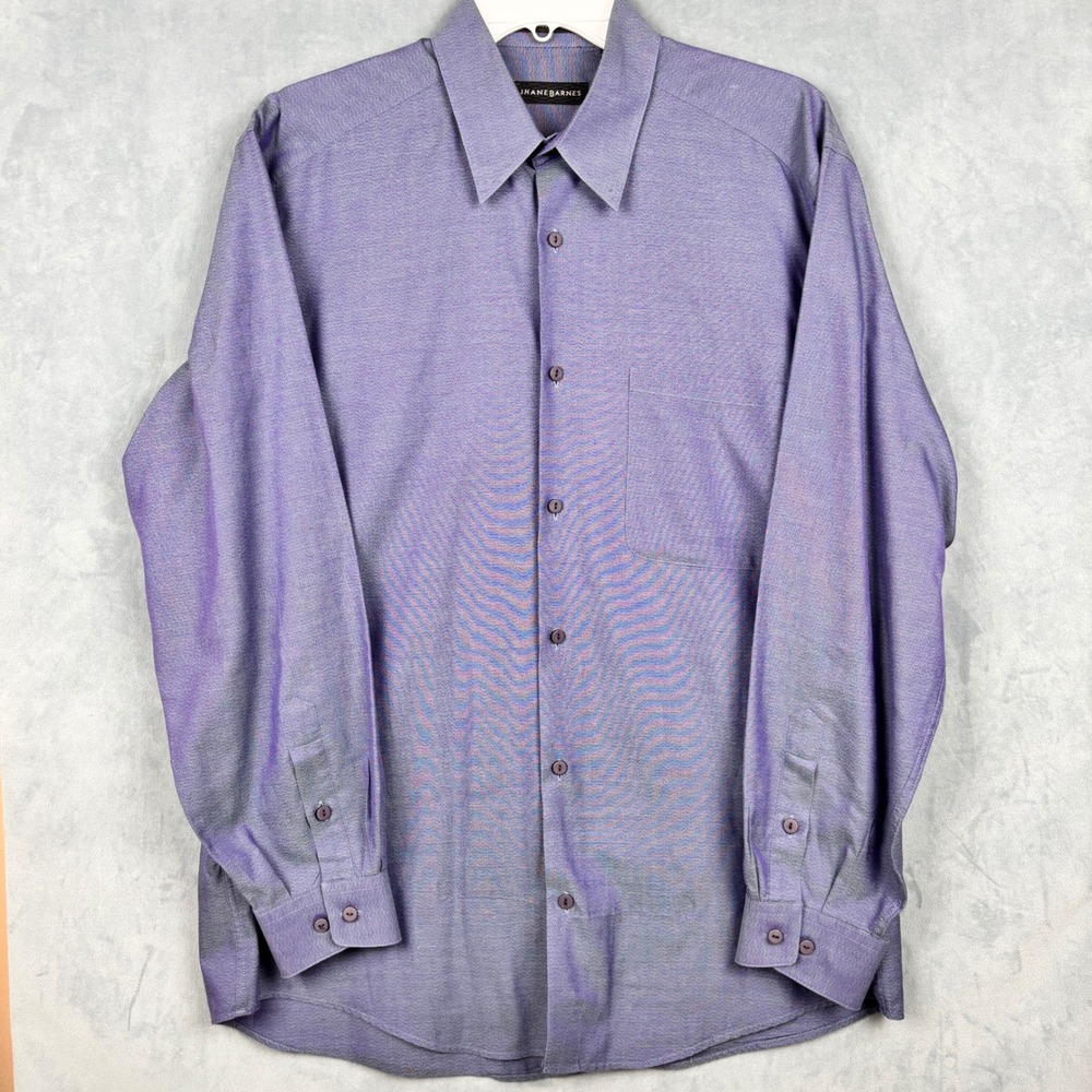 Jhane Barnes Mens Purple Textured Long Sleeve Button Down Shirt Size Medium